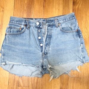 Ripped jean shorts